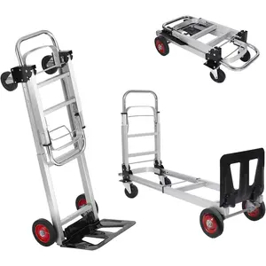 2 - in - 1 Convertible Hand Truck & Platform Truck Dolly 700 LBS Max Load, 4 Wheel Wheel Dolly Cart with Telescoping Handle for Warehouse, Garden & Grocery Moving