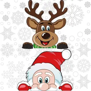 300 PCS 8 Sheet Christmas Snowflake & Santa Claus Window Cling Stickers for Glass Double-Sided Decals for Winter Wonderland Decorations