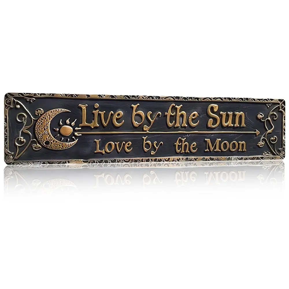 Live By The Sun Love By The Moon Decorative Sign, 4x16 Inch Aluminum Wall Decor 2D Flat, Vintage Celestial-Themed Sign For Home, Bohemian & Casual Space Decor,Fun And Decorative Metal Signs,For Bedrooms, Studies, And Living Rooms.