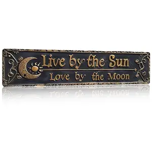 Live by the Sun Love by the Moon Decorative Sign, 4x16 Inch Aluminum Wall Decor 2D Flat, Vintage Celestial-Themed Sign for Home, Bohemian & Casual Space Decor