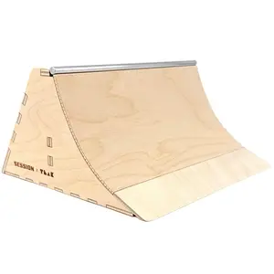 The Mini Quarter Bank - Short Quarter Pipe with a Banked Wall + Stainless Steel Bar Coping