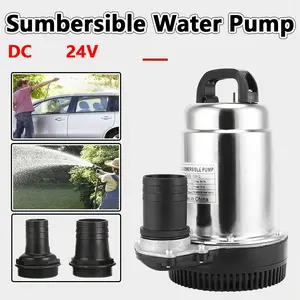 DC 24V Water Pump, Submersible Pump, Deep Well Pump, Stainless Steel Cover, with 3 Calibers, 1/1.5/2 inch Outlets, Maximum Head Lift 11m, for Backyard Home Lawn Farm Irrigation, RV Water Supply