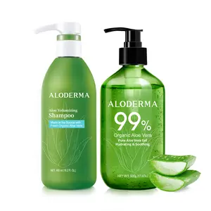 Aloderma Aloe Hair & Body Care Set: Volumizing Shampoo, Aloe Vera Gel 500g