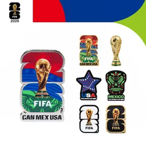 FIFA World Cup 26 Pin Collection, Official Licensed Collectible Metal & PVC Badge with 3D Trophy, Limited Edition Soccer Souvenir Lapel Pin, USA Mexico CAN MEX USA Fan Gift