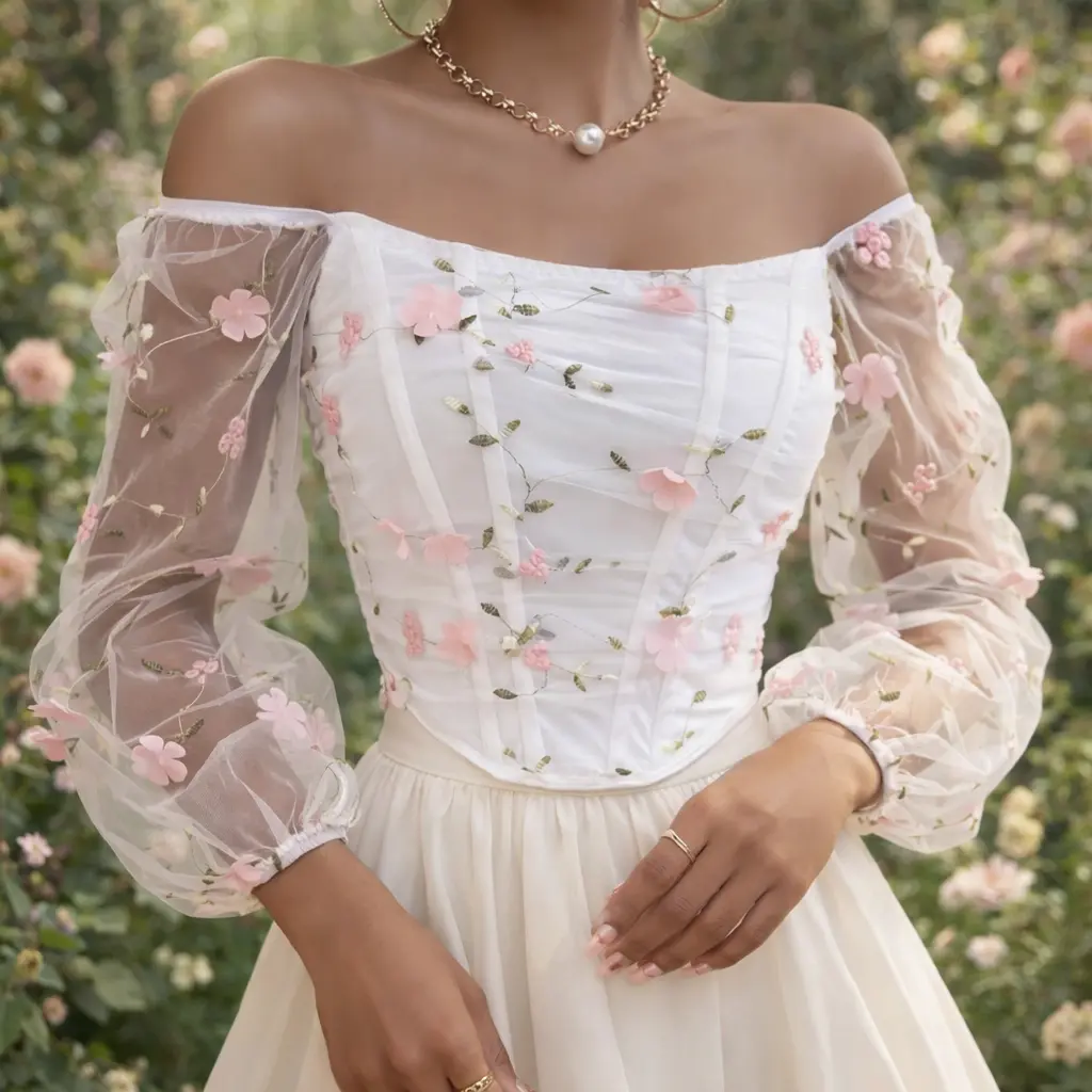 Elain Archeron Spring Court | ACOTAR Inspired Floral Corset Garden Gown