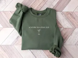 A Bride in a Tini Bit Bride Sweatshirt, Espresso Martini Themed Future Mrs Shirt, Tini Bit Engaged, Bridal Shower Gift Idea for Fiance Sweater