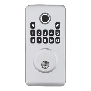 Fingerprint Door Lock, Electronic Biometric Deadbolt with Pioneering Easy-Grip Design, Auto Locking, One-Time Code, Anti-Peeking Password, Keyless Entry Door Lock for Home, Apartment, Silver