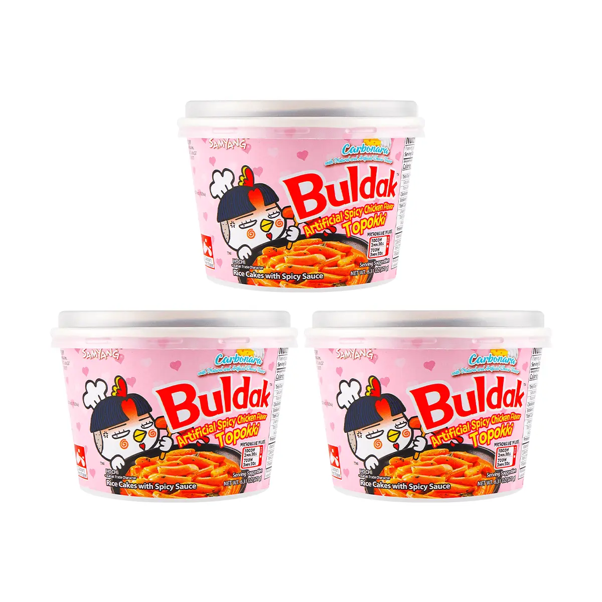 SAMYANG Korean Buldak Carbonara Topokki - Spicy Chicken and Cheese Flavor,6.31oz*3【Trending on TikTok】【Value Pack】 SAMYANG Korean Buldak Carbonara Topokki - Spicy Chicken and Cheese Flavor,6.31oz*3【Trending on TikTok】【Value Pack】