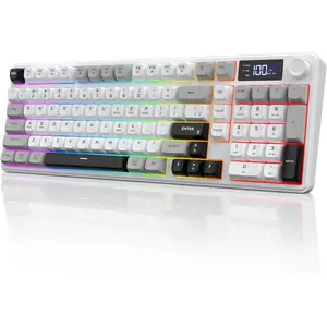Gaming Keyboard with  Display & Knob Control, Tri-Mode BT5.0/2.4GHz/Wired RGB Backlit  Keyboards with Number Pad, 26-Key Rollover, Compatible for Windows,