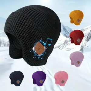 Wireless Music Hat with Ear Muffs, Outdoor Skiing Snow Sports Headphones, Warm Winter Accessories for Men Women, Perfect Christmas Gift