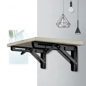 2Pcs Collapsible Shelf Bracket Max Load 90kg/198lb Wall Mounted Shelf Bracket Stainless Steel Floating Shelf Brackets Multi-Function for DIY Home Table Bench