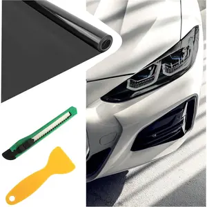 12x47 Inch  Headlight Tint Film,Self-Adhesive Tail Light Tint Film Kit with  & ,Universal Taillight Tints Films Automotive Exterior Accessories for  Fog (Gloss Black)