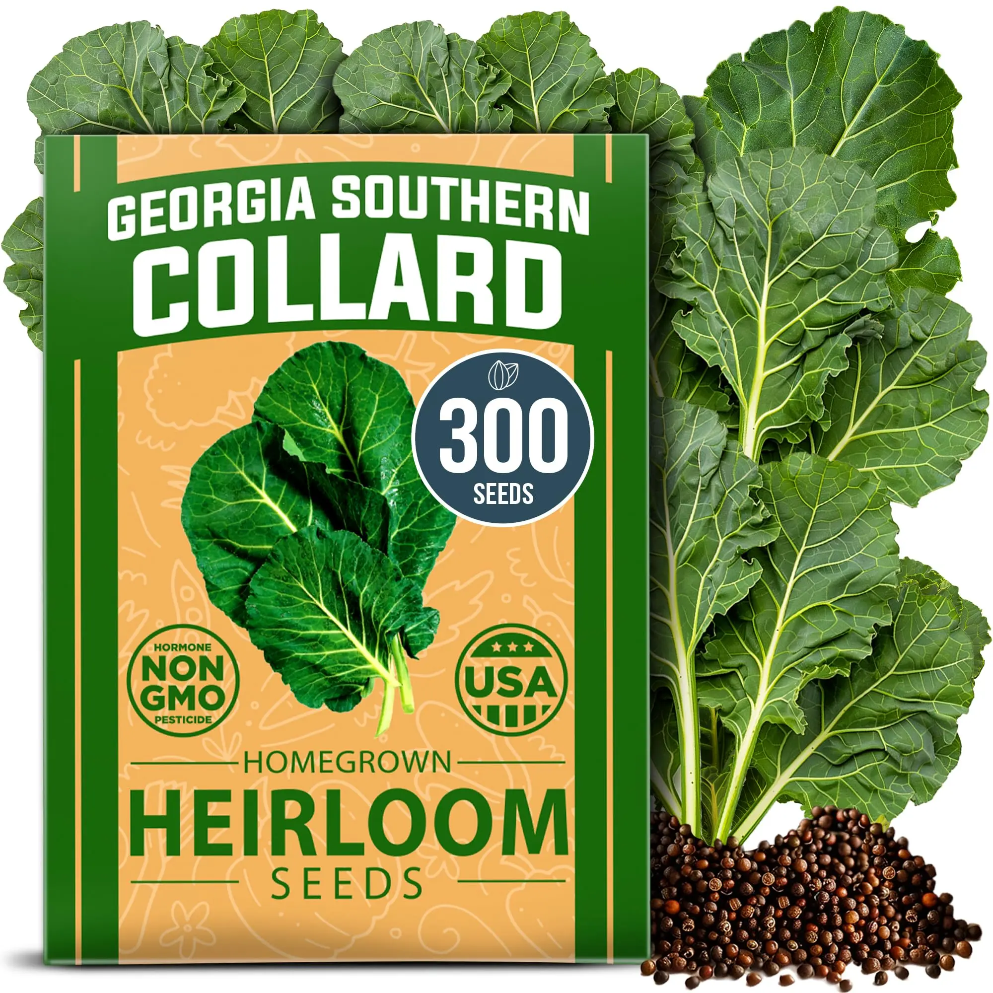Georgia Southern Collard Greens Garden Seeds - Premium Leafy Heirloom Seeds, High Germination Brassica oleracea, Bulk Seeds for Home Planting to Grow Your Own Superior Taste Vegetables
