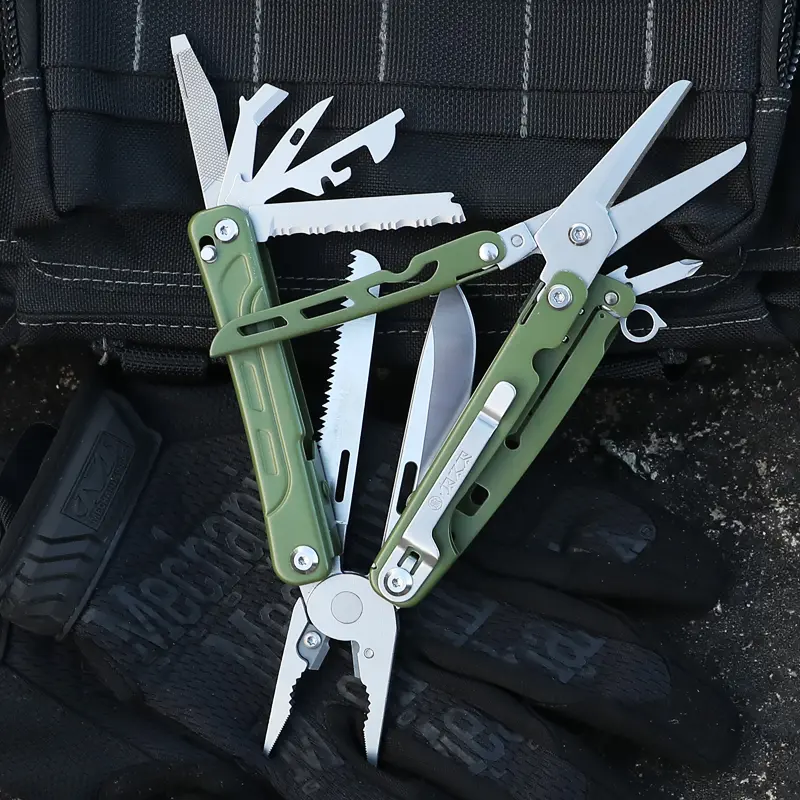 WESVE MT-13 21-in-1 D2 Steel Folding Multitool with Scissors, Saw, Screwdrivers, Serrated Blade, Bottle Opener, Can Opener, Awl - Portable Tool Accessories, Survival Equipment Set for EDC Home, Outdoor Use