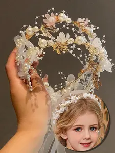 Elegant Imitation Pearl Headband Crown, Bling Hair Headband, Forest Design Hair Accessory for Weddings Parties Daily Use, Stylish Women's Fashion Jewelry