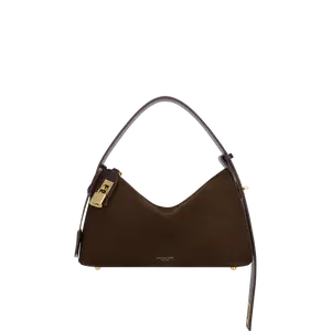 Gold Espresso Suede Hobo Bag
