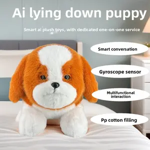 AI Smart Voice Plush Puppy Toy, Cute Lying Down Puppy Stuffed Doll, Educational & Cognitive Plush Toy for Kids, Customizable Soft Cotton Doll, Interactive Voice-Activated Plush Companion, Perfect for Toddlers & Kids, Ideal Gift for Children
