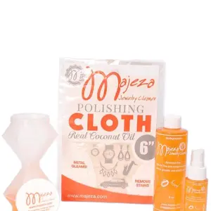 Small bundle jewelry cleaner. 8oz bottle, travel size, polishing cloth and diamond jar