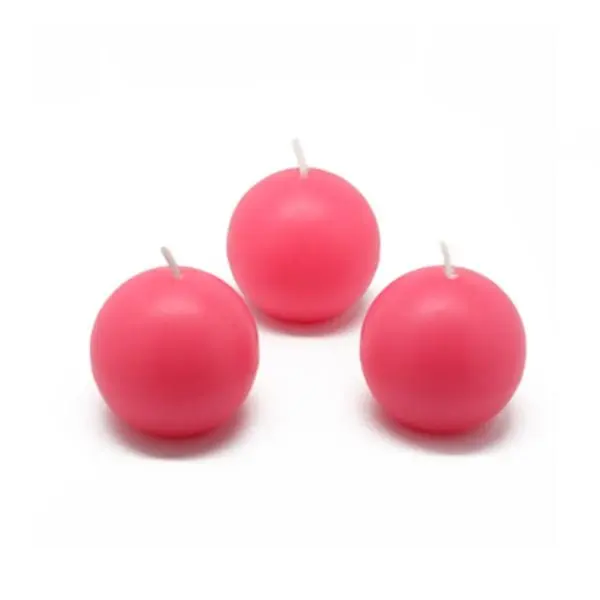 Traditional Unscented Hot Pink Sphere 2 In.. Ball Candles - 12-Piece Box Pack, Default Size, Handpoured Wax, 7 Hours Long Burn Time, for Room Decor, Sphere Shape