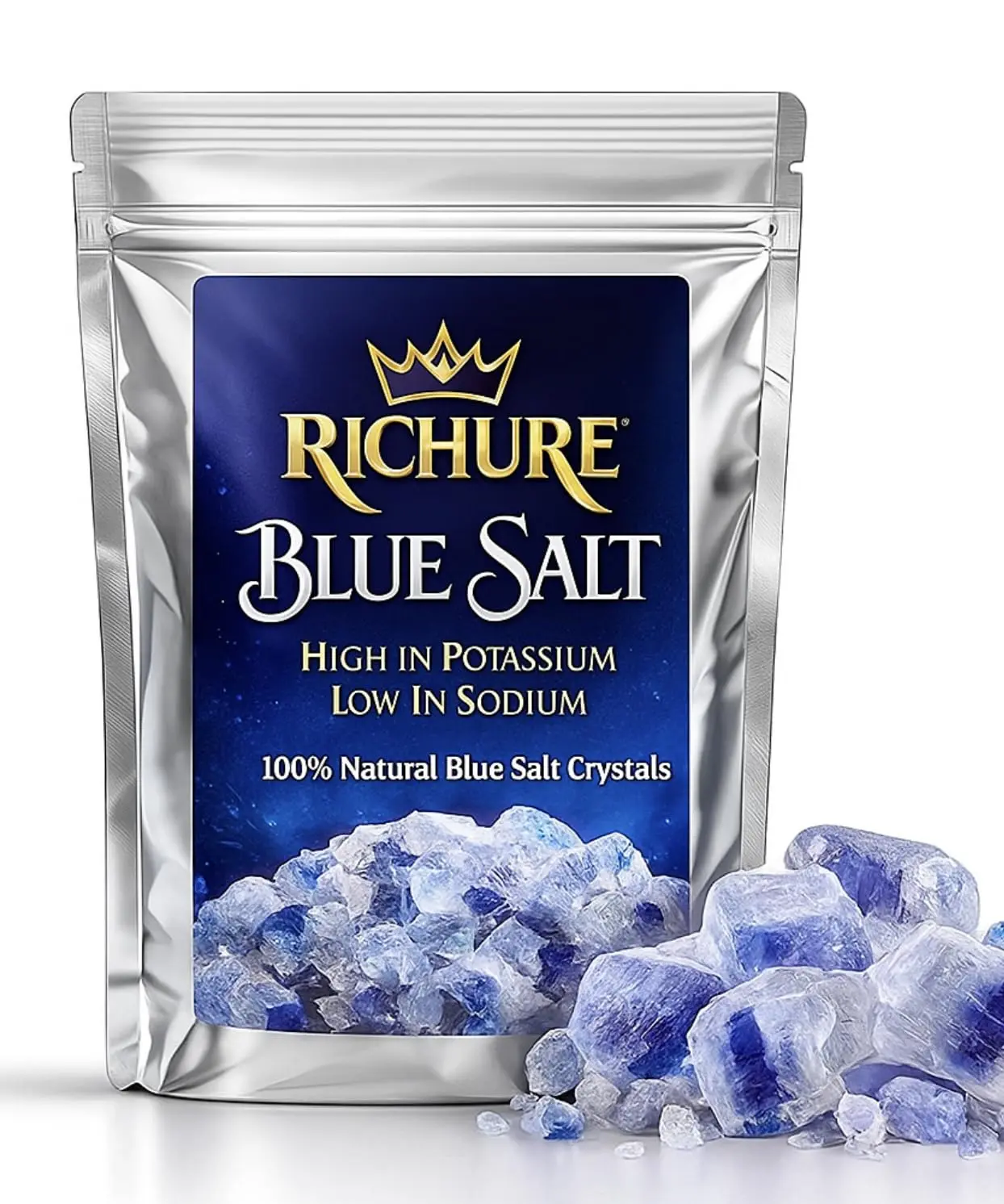 Ancient Blue Salt – Rare Mineral Treasure | High Potassium, Low Sodium, Pure & Unprocessed | Gourmet Grade by Richure 100g (3.52 oz)