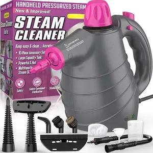 Phueut 2026 Handheld Steam Cleaner with 10Pcs Accessories&Safety Lock,  Multi-Surface Steamer for Cleaning Home, Car, Upholstery, Grout