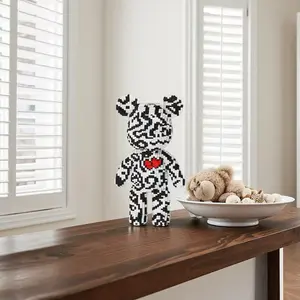 3600pcs Heart Pattern Lucky Teddy Bear 3D Puzzle Building Block Creative Decoration Gift Birthday Halloween Valentine Christmas Home Decor DIY Craft