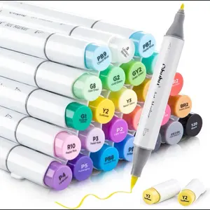 Ohuhu Alcohol Markers: Brush and Fine Dual Tips - 24 Basic Colors - Double Tipped Alcohol Based Art Marker Set for Artist Sketching Adult Coloring Illustration - AP Certificated - Honolulu B Series of Ohuhuart