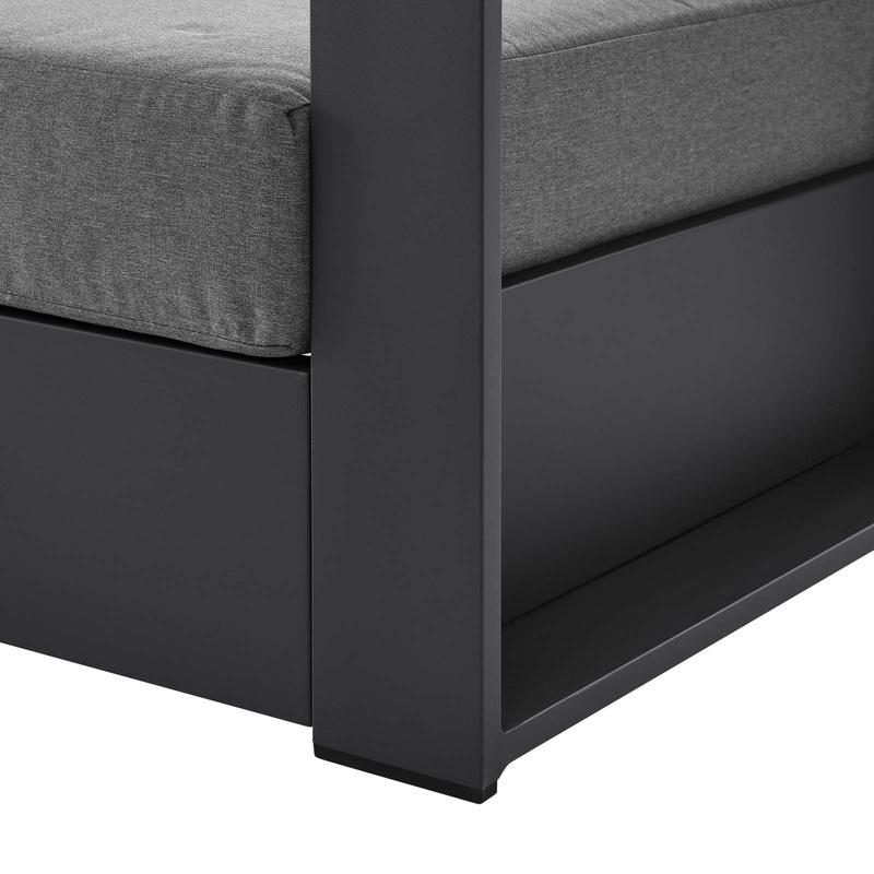 Modway Tahoe Outdoor Patio Powder-Coated Aluminum Armchair in Gray Charcoal