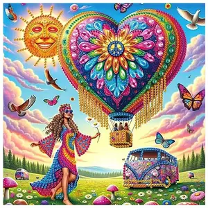 Hot Air Balloon Pattern DIY Diamond Arts Colorful Painting Kit without Frame, DIY 5D Diamond Arts Colorful Painting Kit, Wall Art Decor for Home