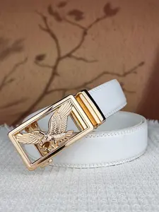 1PC Men's Casual Belt with Eagle Embossed Alloy Automatic Buckle, 3.5cm/1.38in Wide Solid Color Ratcheting Belt, Adjustable Length, Perfect for Daily Commuting and Outdoor Wear, Ideal Gift for Father and Husband, Ratchet Belts