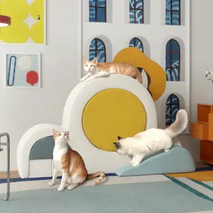 6 Pcs Cat Wall Furniture Set Climbing Stairs, Shelves, Indoor Perches dog step cat  running wheel