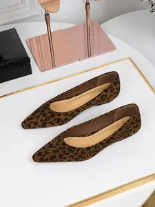 Women's Fashion Leopard Print Slip on Heels, Casual Comfortable Pointed Toe Heels for Daily Wear, Lightweight Breathable Shoes for Women & Girls, Elegant