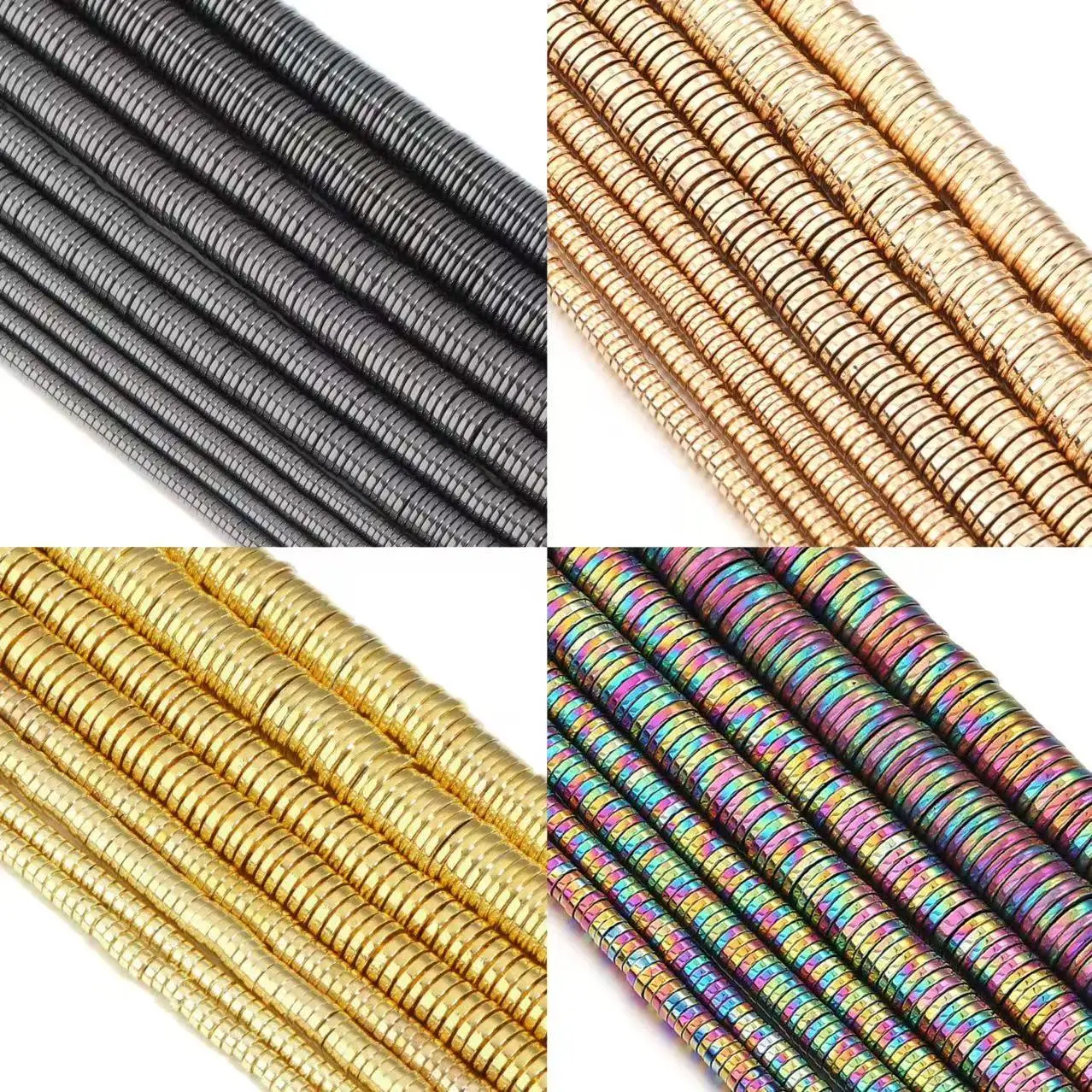 240-300pcs/lot 3/4/6/8/10mm Flat Round Hematite Spacer Beads Natural Stone Beads Loose Beads For Jewelry Making DIY Accessories