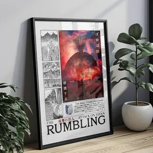 Attack on Titan Poster, Rumbling Artwork, Eren Jaeger Decor, Dark Anime Wall Art
