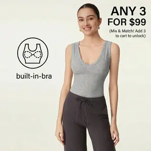【ANY 3 FOR $99】OGL Stretchy V-neck Cotton New Airy Brami Tank with Built-in Bra for Comfort and Style tiktokshopmemorialday outdoorfun