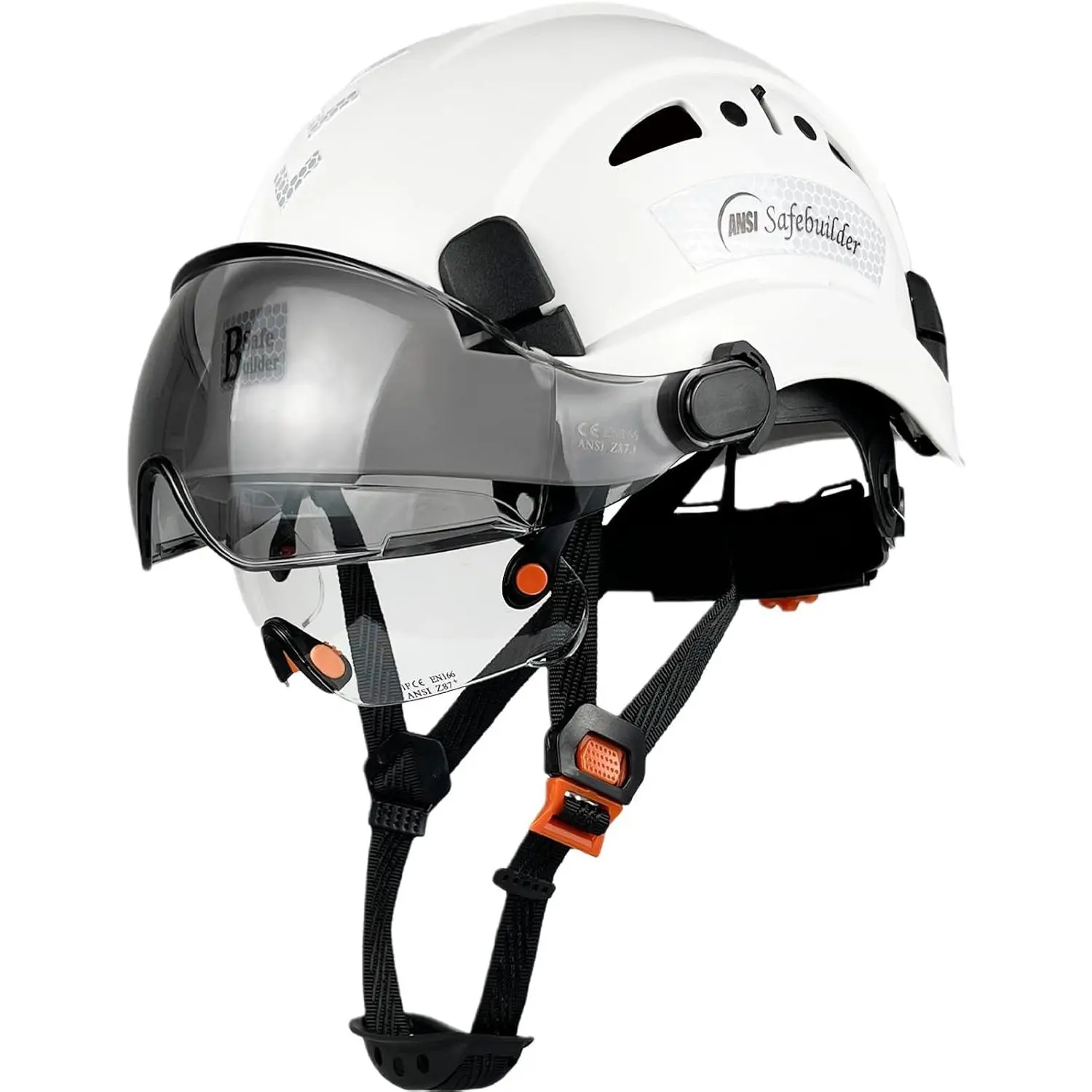 Industrial ABS Vented Safety Helmet with Visor and 6-Point Suspension for Adults, Unisex All-Seasons Safety Gear
