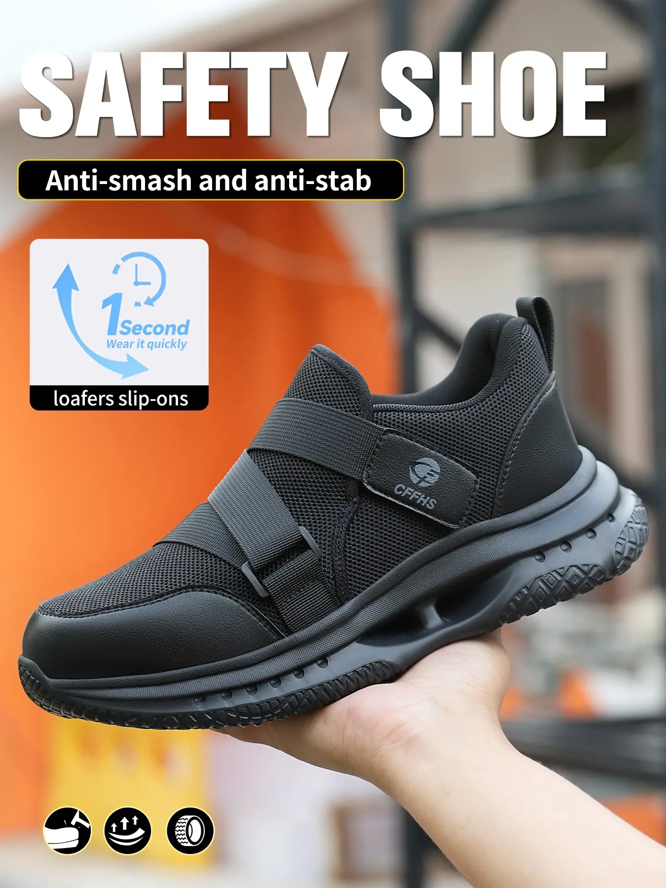 One-Step Safety Shoes, Casual Work Boots, Working Shoes, Steel Toe Protection, Comfortable Lightweight Breathable, Ideal for Daily Wear and Industrial Use, Steel Toe Workshoes
