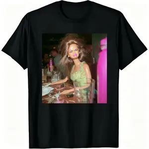 Funny Edgy Doll At The Bar T-Shirt, Sarcastic Messy Hair Aesthetic Top, Trashy Party Doll Graphic Tee, Trendy Meme, Social Anxiety Streetwear, Soft Cotton