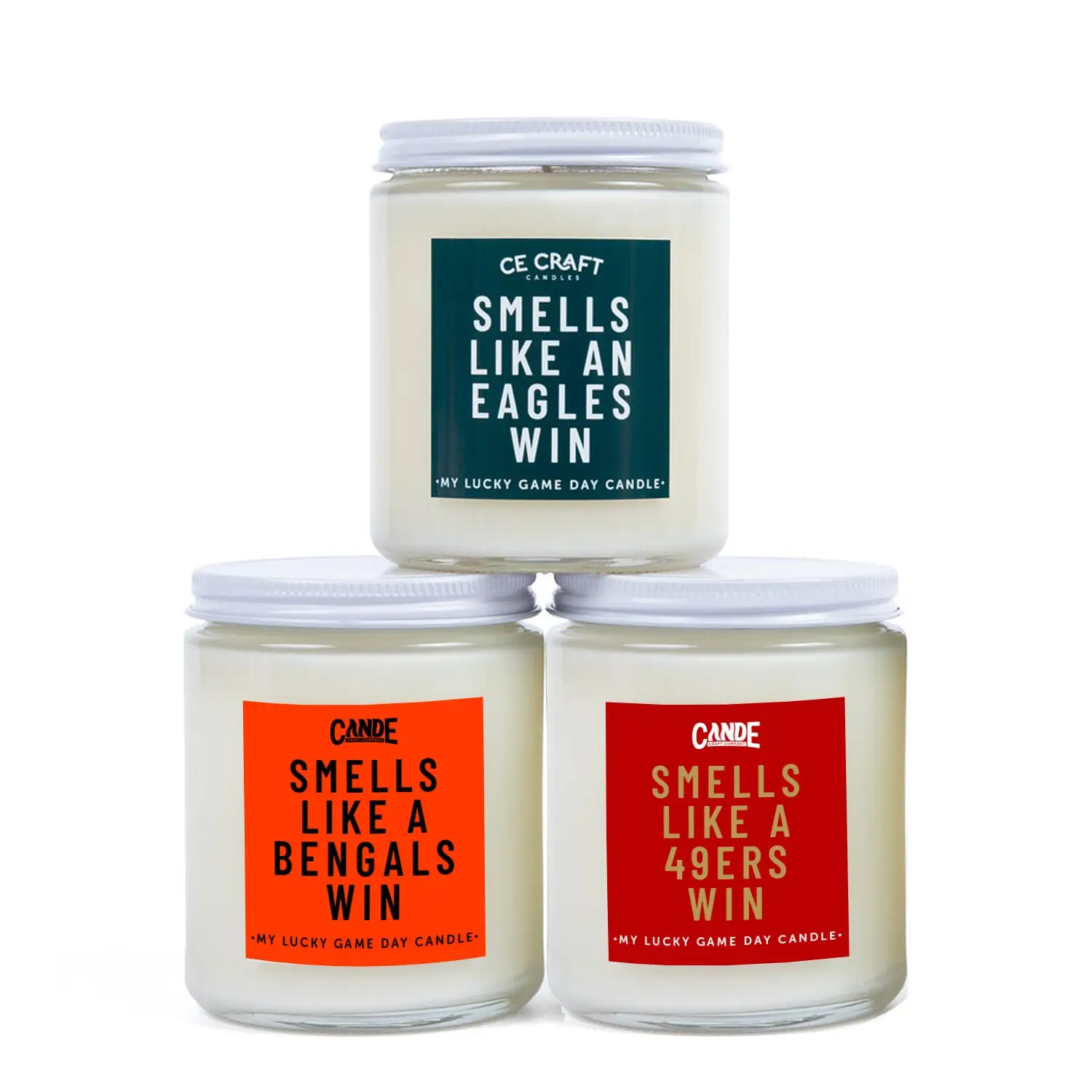 Smells Like a Football Win Scented Candle - 8oz and 16 oz Eco-Friendly Soy Wax House Candle for Game Day Decor & Gift - Long Lasting 100 Hours Burn T