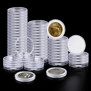60PCS Silver Dollar Coin Holder, Clear Coin Capsules, Coin Holders for Collectors, Plastic Coin Case for Morgan Silver Dollar, Coin Protectors with Adjustable Gasket (17/20/25/27/30/33/38/40mm)