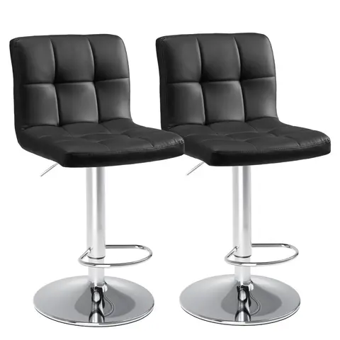 Sweetcrispy 2-Piece Armless Swivel Dining Chairs - Wear-Resistant Leather, Sofa-Soft Seat, Stable Metal Frame, 360-Rotational Hydraulic Adjustable Height, Rolling Desk Seats, Assembly Required, Modern Home Decor Adjustable Height Chairs