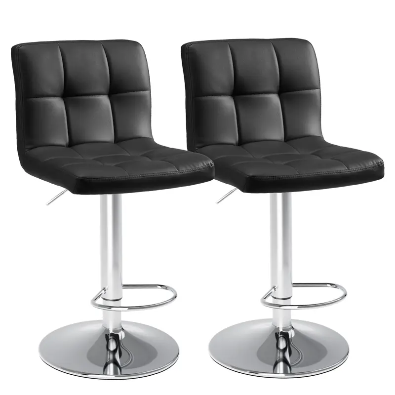 Sweetcrispy 2-Piece Armless Swivel Dining Chairs - Wear-Resistant Leather, Sofa-Soft Seat, Stable Metal Frame, 360-Rotational Hydraulic Adjustable Height, Rolling Desk Seats, Assembly Required, Modern Home Decor Adjustable Height Chairs
