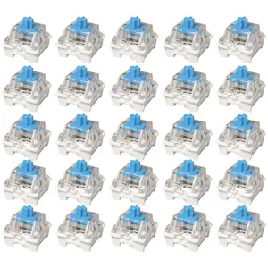 25 Blue 3-Pin Clicky Mechanical Keyboard Switches, Pre-Lubricated MX-Compatible RGB Switches for Repair, Custom Builds, Typing, Gaming, and -Printed Clicker Projects