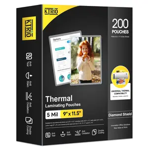 KTRIO 200 Pack Laminating Sheets 5 Mil, Hold 8.5 x 11 Inches Laminate Sheets, 9 x 11.5 Thermal Laminating Pouches for Laminator, Clear Lamination Sheets Paper, Letter Size, Office School Home Supplies