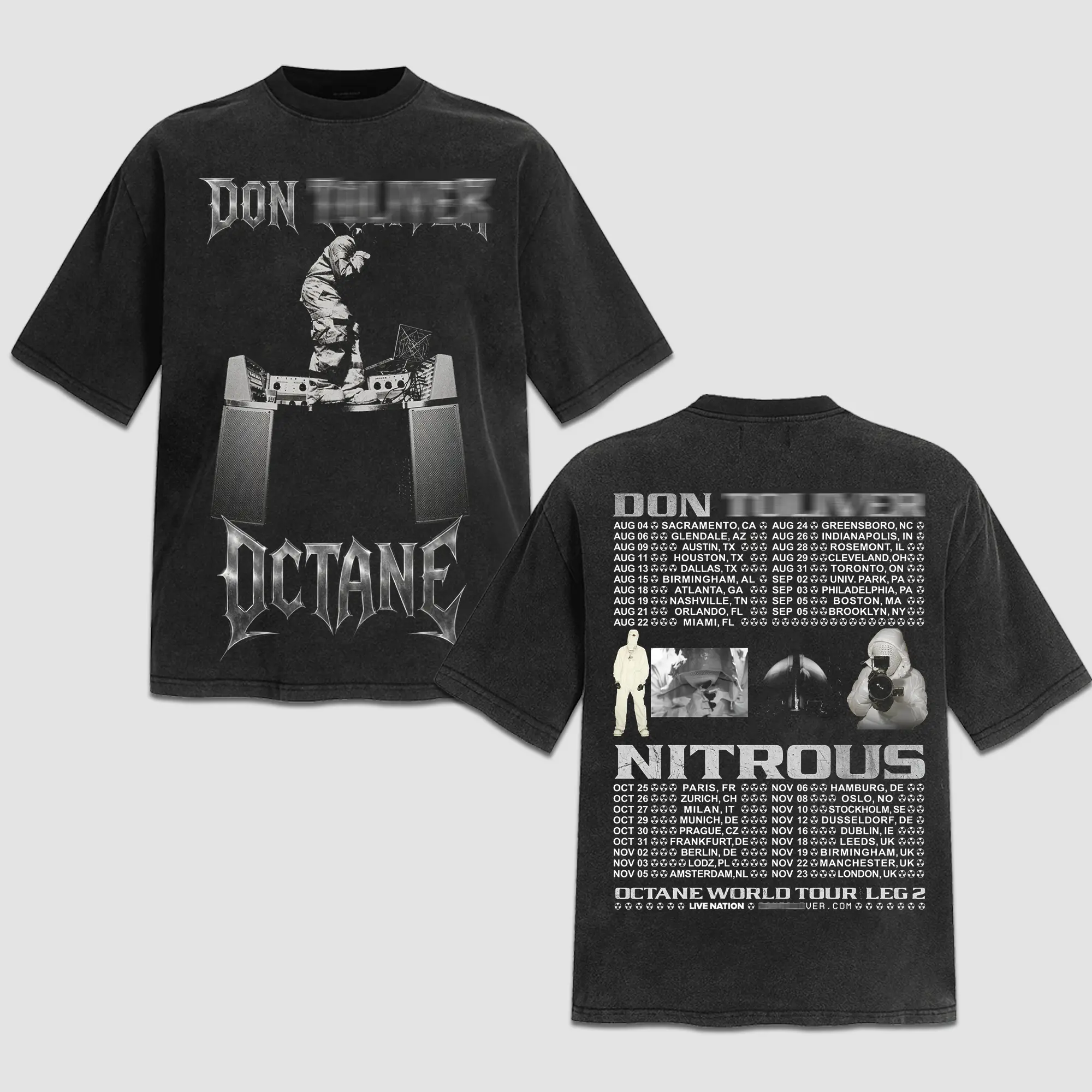 Donny Toliver Octane World Tour Leg 2 T Shirt 2 Sides, Hardstone Psycho Concert Dates Merch, Vintage 90s Bootleg Rap Tee, Metal Chrome Nitrous Graphic Top, Represent Washed Black Heavyweight Oversized Cotton Streetwear