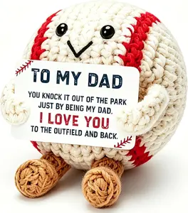Funny Fathers Day Baseball Gifts Crochet for Dad from Daughter Son Wife Father's Day Birthday Gifts Card for Dad I Love You Papa Daddy Gift Idea for Men Crochet Baseball Decor Christmas