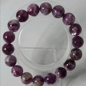 *Sale* Natural Purple Mica Lepidolite Crystal Bead Bracelet 10mm