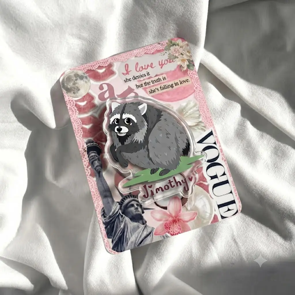 Funny Raccoon Acrylic Phone Grip, Cute Fluffy Trash Panda Woodland Design, Playful Phone Accessory, Unique Gift for Raccoon Moms, Wildlife Fans, Teens and Best Friends