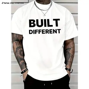 Men's Short Sleeve T-Shirt, T - Shirt with ‘BUILT DIFFERENT’ Bold Text Design Suitable for Casual Wear