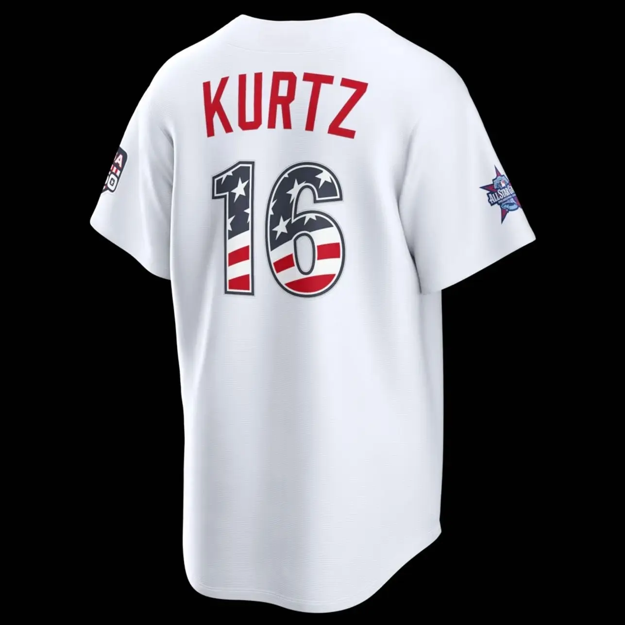 Unisex Baseball 2026 Ath Kurtz 16 Jersey 2026 All-Star Edition Stars & Stripes Cream Stadium Jersey